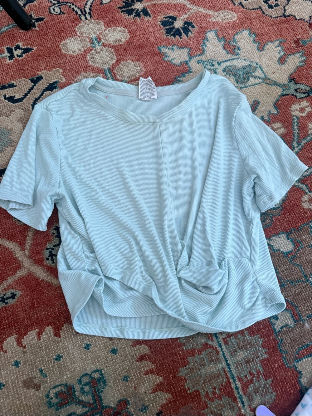 all in motion Pale Blue Twist-Front Short Sleeve Tee